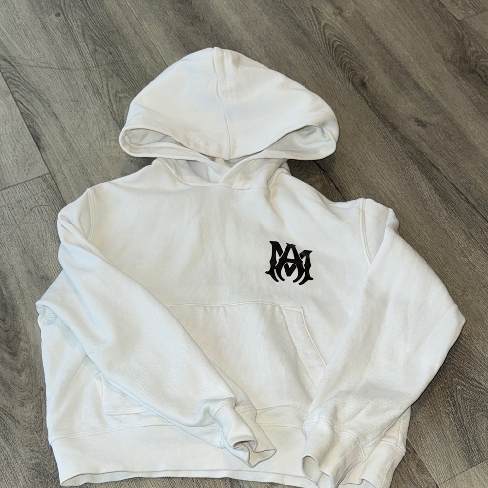 Kids AMIRI White Pullover with Silver Logo Plaque
